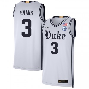 #3 Isaiah Evans Blue Devils Team White Men's Jersey Game College Basketball 673870-635