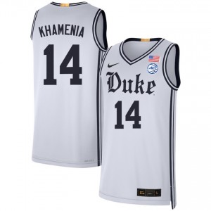 #14 Nikolas Khamenia Duke Team White Men's Jerseys Alumni College Basketball 757791-262