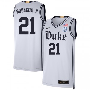 #21 Patrick Ngongba II Duke Team White Men's Jerseys High School College Basketball 628423-350