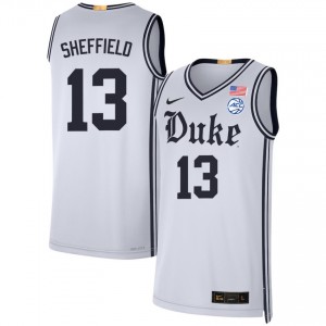 #13 Cameron Sheffield Duke Blue Devils Team White Mens Jersey Replica College Basketball 578742-121