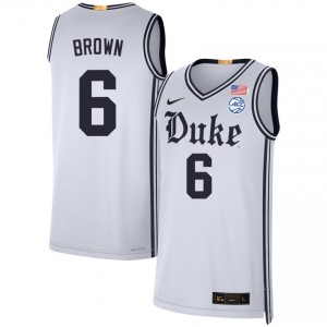 #6 Maliq Brown Duke University Team White Men Jerseys High School College Basketball 299430-443