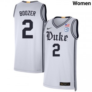 #2 Cayden Boozer Duke University Team White Women's Jerseys Embroidery College Basketball 186744-562