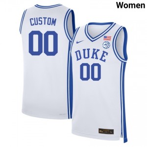 #00 Custom Blue Devils White Womens Jersey Game College Basketball 759875-869