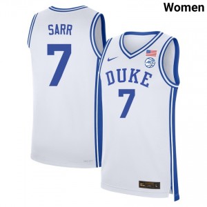 #7 Dame Sarr Blue Devils White Womens Jersey Replica College Basketball 495466-536