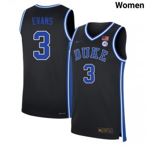 #3 Isaiah Evans Duke University Black Women Jerseys Game College Basketball 467022-506
