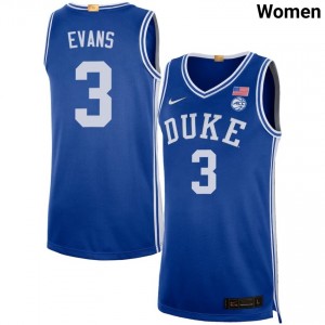 #3 Isaiah Evans Duke University Royal Women Jersey Alumni College Basketball 426066-572