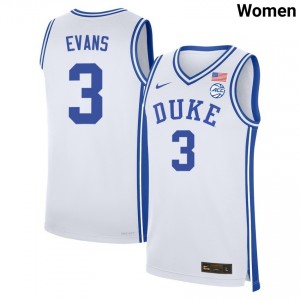 #3 Isaiah Evans Blue Devils White Womens Jerseys Embroidery College Basketball 239824-416