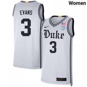 #3 Isaiah Evans Blue Devils Team White Womens Jerseys Limited College Basketball 765328-152