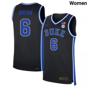 #6 Maliq Brown Duke Blue Devils Black Womens Jersey University College Basketball 800819-604