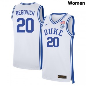 #20 Neal Begovich Duke University White Womens Jerseys Player College Basketball 845449-575