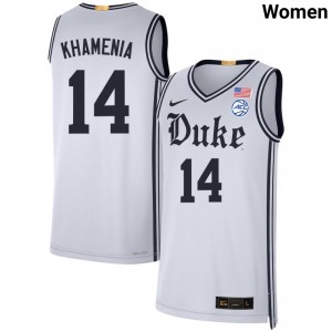 #14 Nikolas Khamenia Duke University Team White Womens Jersey Official College Basketball 606785-248