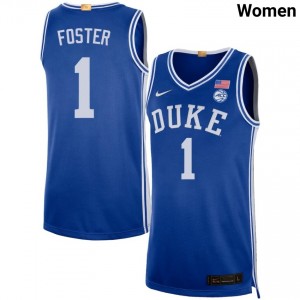 #1 Caleb Foster Blue Devils Royal Women Jerseys Limited College Basketball 867272-996