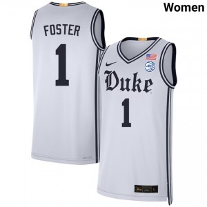 #1 Caleb Foster Blue Devils Team White Womens Jersey Player College Basketball 845956-957