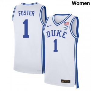 #1 Caleb Foster Duke White Womens Jerseys NCAA College Basketball 101904-226