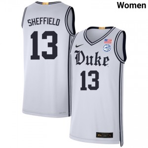 #13 Cameron Sheffield Duke University Team White Women Jerseys Game College Basketball 323870-543