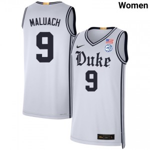 #9 Khaman Maluach Duke Blue Devils Team White Womens Jersey Limited College Basketball 454227-336