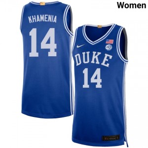 #14 Nikolas Khamenia Duke Royal Women Jersey Limited College Basketball 247917-777