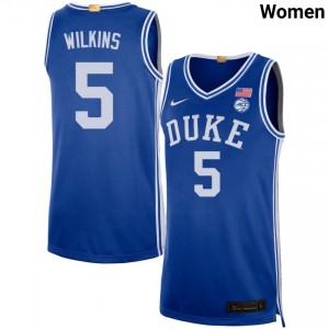 #5 Sebastian Wilkins Duke University Royal Womens Jerseys Embroidery College Basketball 890463-649
