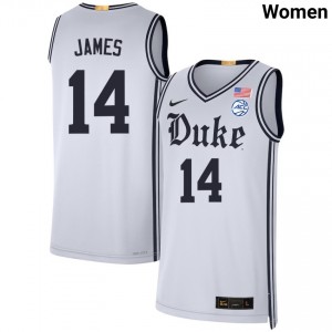 #14 Sion James Duke Team White Women Jersey Player College Basketball 158863-288