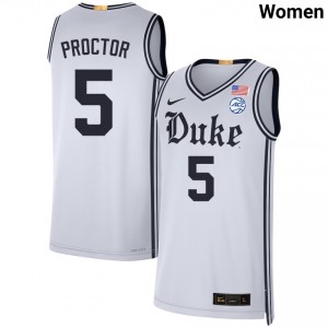 #5 Tyrese Proctor Duke University Team White Women's Jerseys Replica College Basketball 817716-850