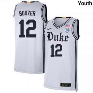 #12 Cameron Boozer Blue Devils Team White Youth Jersey University College Basketball 542766-371