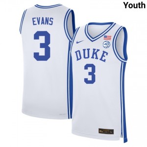 #3 Isaiah Evans Duke White Youth Jerseys Game College Basketball 863306-494