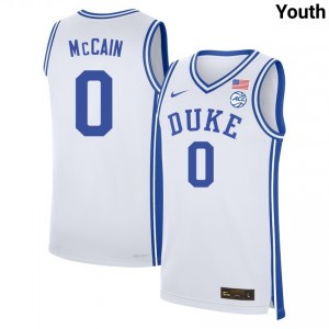 #0 Jared McCain Duke Blue Devils White Youth Jersey Stitched College Basketball 900313-845