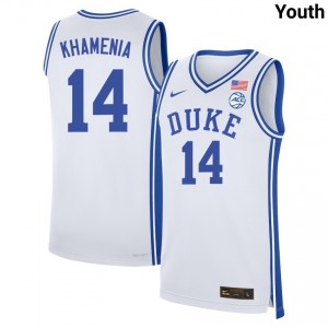 #14 Nikolas Khamenia Duke University White Youth Jerseys High School College Basketball 235529-111