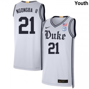 #21 Patrick Ngongba II Duke Blue Devils Team White Youth Jersey Game College Basketball 990792-582