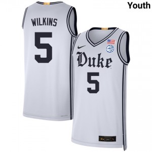#5 Sebastian Wilkins Duke Blue Devils Team White Youth Jersey Game College Basketball 181964-750