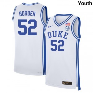 #52 Stanley Borden Duke White Youth Jerseys Embroidery College Basketball 213629-395