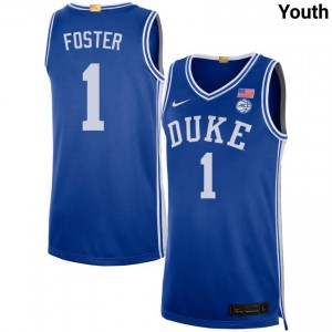 #1 Caleb Foster Duke Blue Devils Royal Youth Jerseys University College Basketball 939469-421