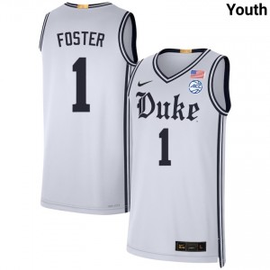 #1 Caleb Foster Duke Blue Devils Team White Youth Jersey Replica College Basketball 764954-693