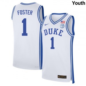 #1 Caleb Foster Blue Devils White Youth Jersey Limited College Basketball 208344-189