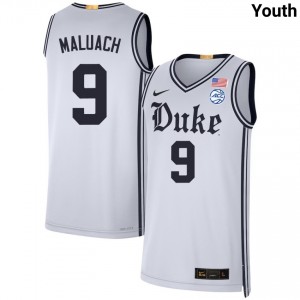 #9 Khaman Maluach Duke Team White Youth Jersey Stitched College Basketball 412279-144