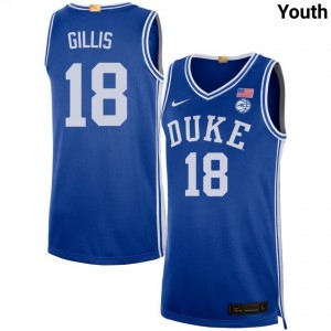 #18 Mason Gillis Duke University Royal Youth Jersey Limited College Basketball 335445-661
