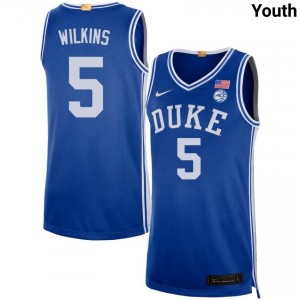 #5 Sebastian Wilkins Blue Devils Royal Youth Jersey Official College Basketball 564673-791